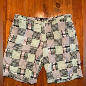 Old Navy Men's Patchwork Plaid Shorts - Green and White